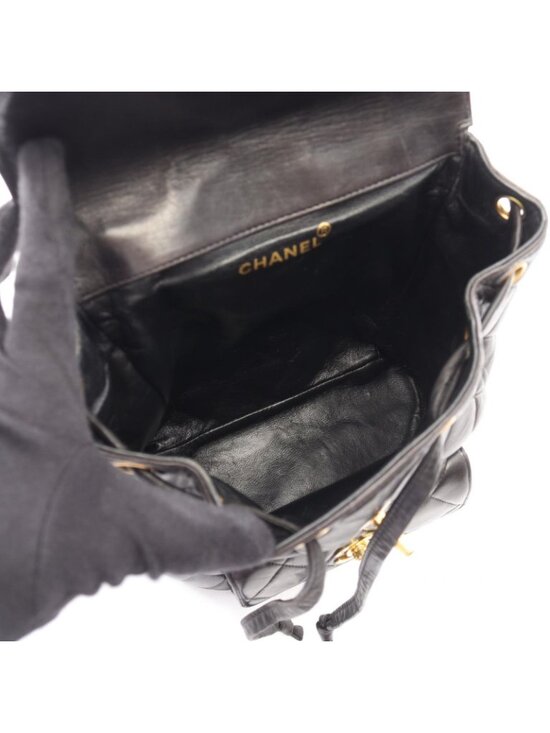 Chanel Backpack Quilted Black Lambskin Double Turnlock main image 6